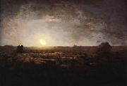 Jean Francois Millet The Sheep Meadow, Moonlight oil painting artist